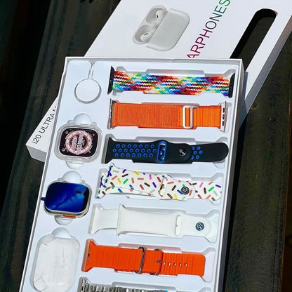 I20 Ultra Max suit Smart Watch 10 in 1 box 2.3inch large screen with 7 strips smartwatch With Airpords2