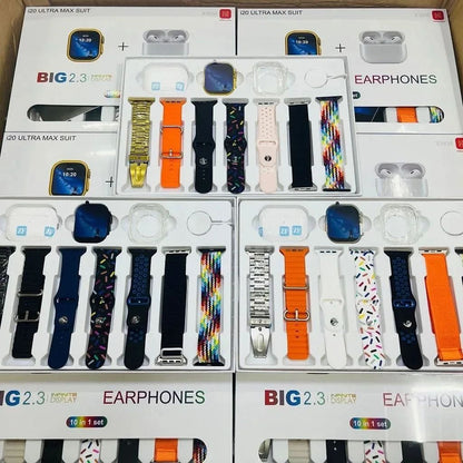 I20 Ultra Max suit Smart Watch 10 in 1 box 2.3inch large screen with 7 strips smartwatch With Airpords2