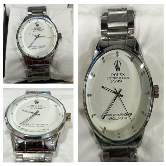 Rolex Men’s Formal Quartz Wrist Watch With Stainless Steel Chain | Best Quality Rolex Watch For Men's - Men's Watches - Wrist Watch For Men - With Random Box