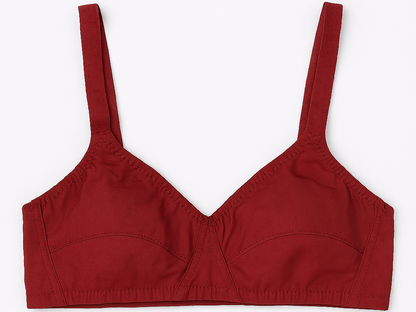 Pack of 3 Cotton Sada Bra  – Mehroon, Black & Skin Color