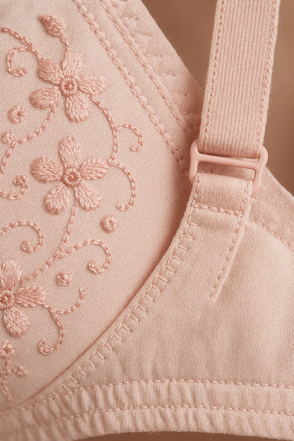 Cotton Embroidered Chikan Bra for Women