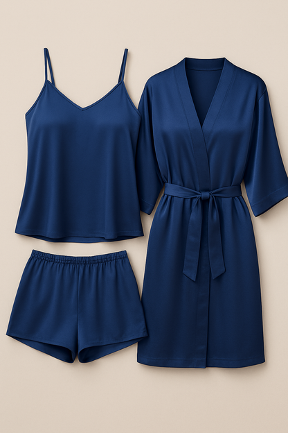 3-Piece Satin Sleepwear Set for Women