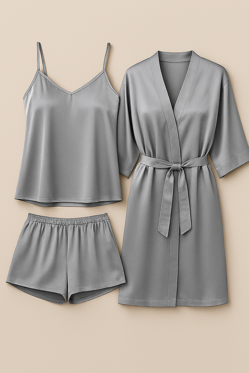 3-Piece Satin Sleepwear Set for Women