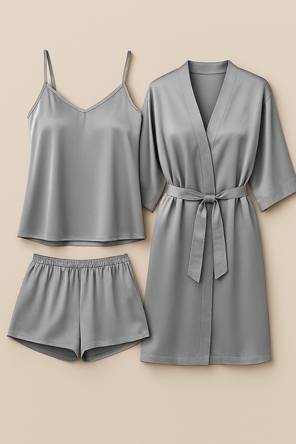 3-Piece Satin Sleepwear Set for Women