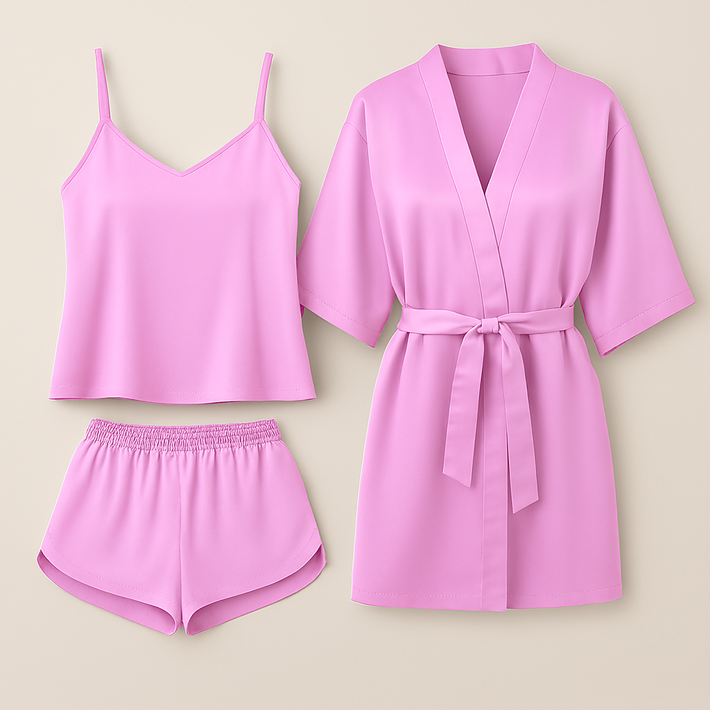3-Piece Satin Sleepwear Set for Women