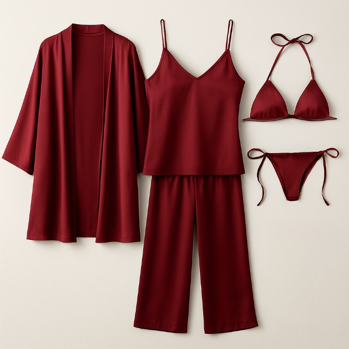 5-Piece Satin Sleepwear Set