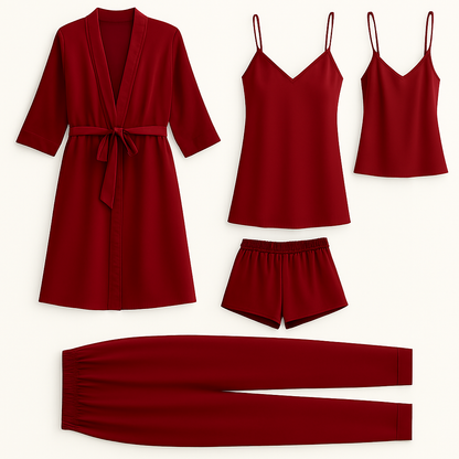 5-Piece Satin Sleepwear Set