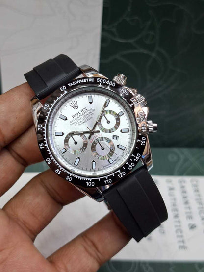 Luxury Daytona Style Chronograph Watch for Men - Rubber Strap