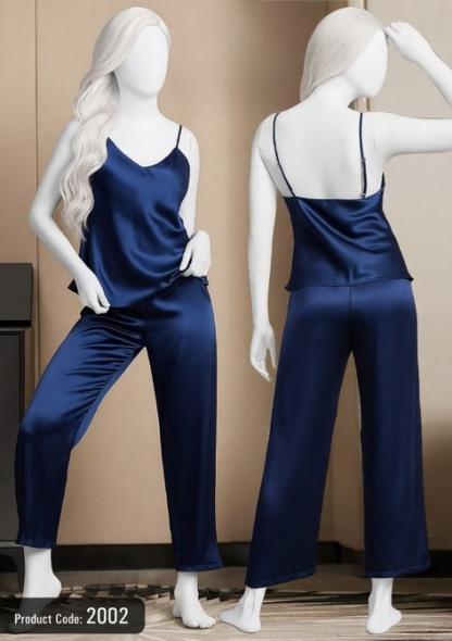 Satin Sleepwear Set – Spaghetti Top & Loose Trouse