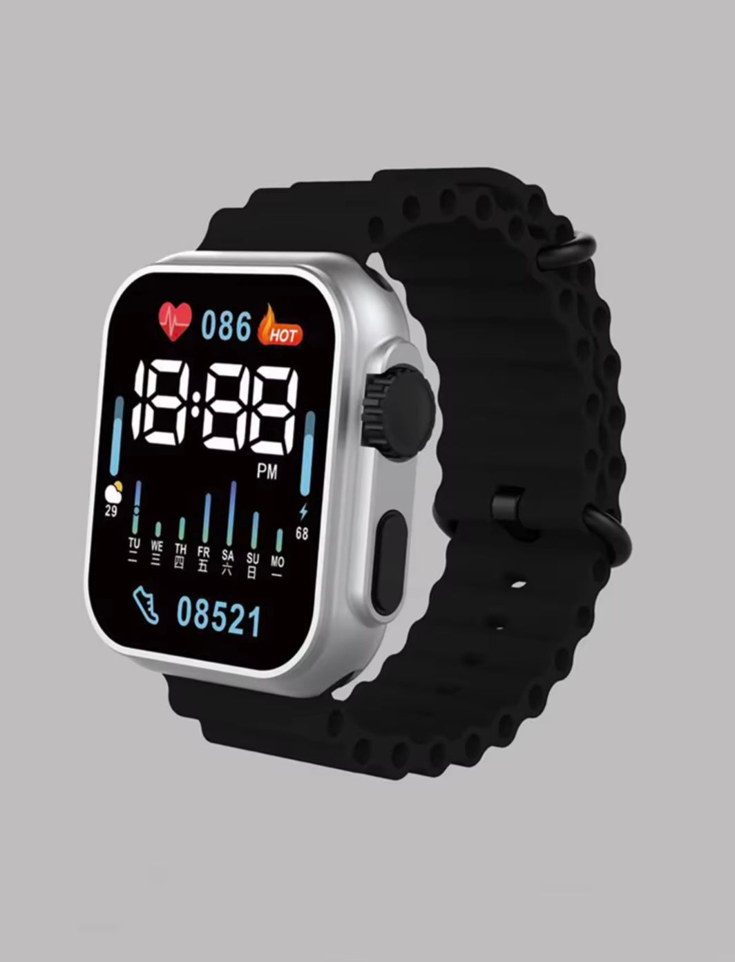 Black Stylish LED Digital Watch – Cell Operated Wrist Watch with Bright Display, Lightweight & Trendy Design for Men & Women – Non Waterproof (Without Box)